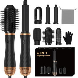 Фен-щітка 6 в 1 для волосся, Airstyler: сушка, укладка, завивка, випрямлення (Чорний)