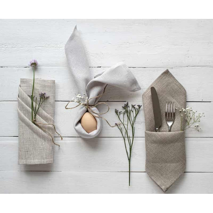 Varvara Home 6 Linen Napkins - 6 Cloth Napkins Linen Napkins - Natural Linen Napkins - Linen Napkins Beige 6-Pack 45x45 cm