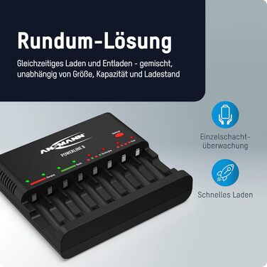 Інтелектуальний зарядний пристрій Powerline 8 для акумуляторів AA/AAA з LED-дисплеєм, дефекторозпізнаванням та захистом від перезаряду