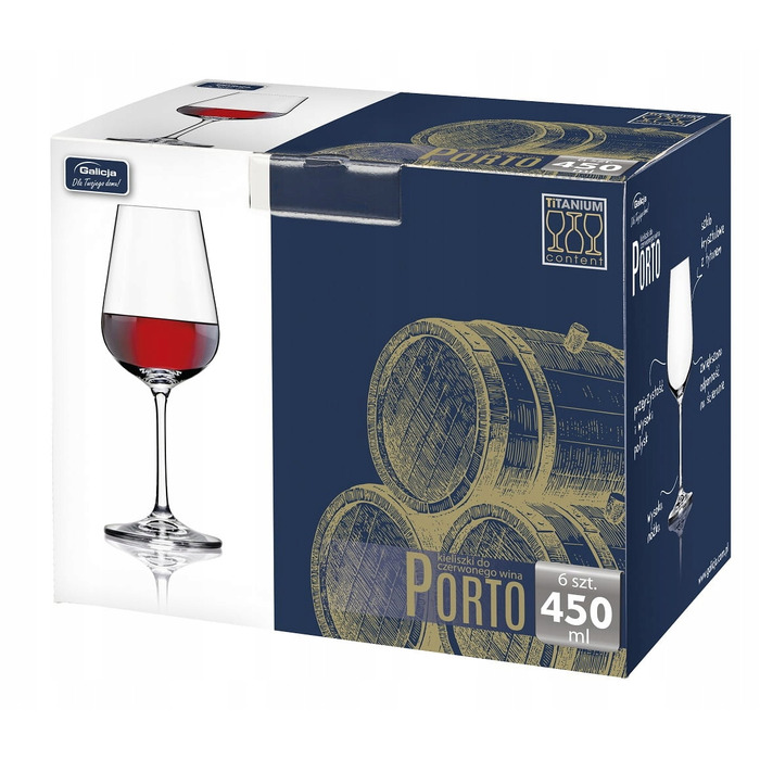 Келихи для червоного вина Galicja Porto, прозорі, 450 мл, 6 шт.