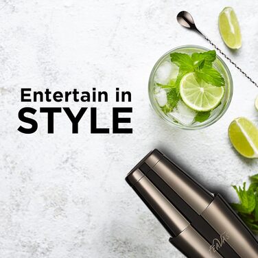 Набір бармена для приготування коктейлів Black Boston 13 шт. з японським джиглером та стійкою, з нержавіючої сталі