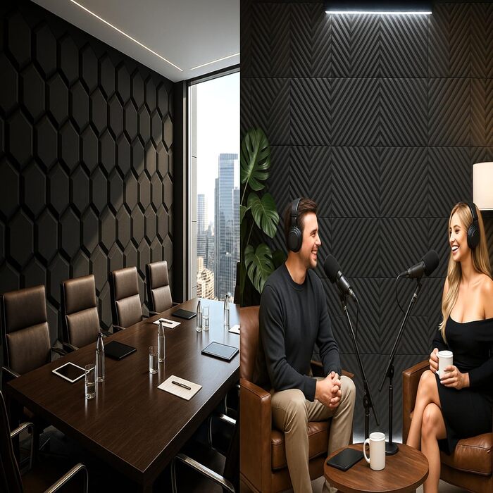 Акустичні панелі для шумоізоляції 30x30x5 см, набір 6 шт. (Сірий) — Професійні звукопоглинаючі панелі для студії, подкастів, дому та офісу з клейкою стрічкою