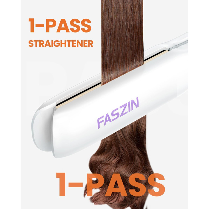 Професійний випрямляч для волосся Faszin 2-в-1 з титановим покриттям та іонами, LCD-дисплей, швидкий нагрів (20 сек), для випрямлення, локонів та укладання
