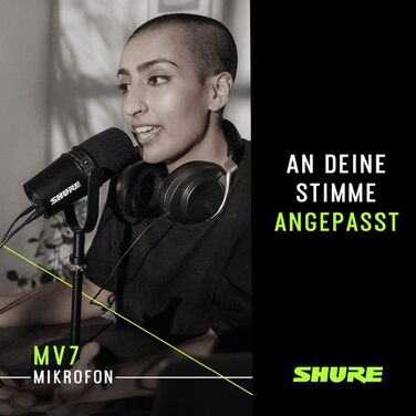 Мікрофон Shure MV7+ для подкастів, стрімінгу та запису - білий (срібний). USB/XLR, LED-сенсор, автоматичне регулювання рівня звуку, цифровий поп-фільтр