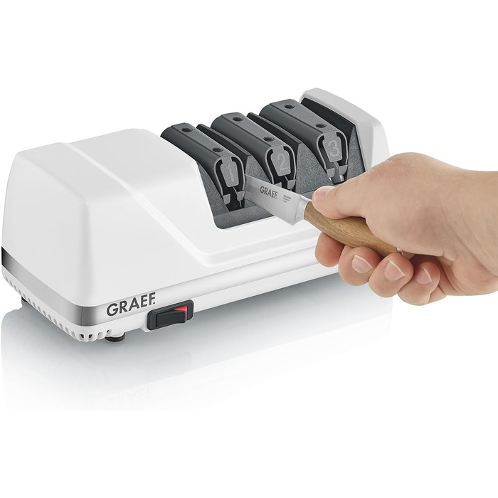 Електричний точило для ножів GRAEF CC120 з 3 ступенями, 20° кут заточування, алмазне покриття, для кухонних, мисливських, професійних та зубчастих ножів