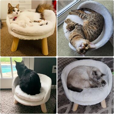 Luxury Cat Sofa, Large Cat Sofa, Cat Chair, Cat Stool, Elevated Cat Bed with Cat Cushions, Pet Sofa, Dog Sofa for Small Dogs, 40cm beige