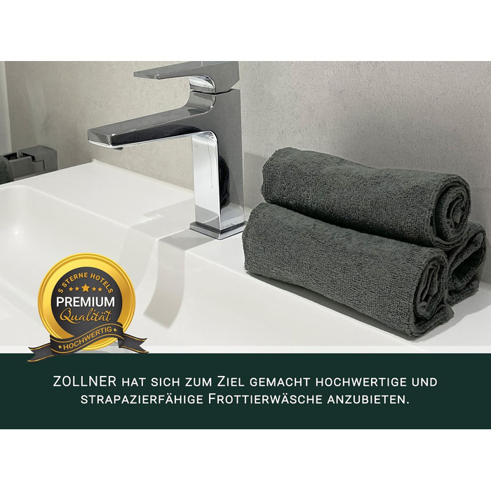 Набір рушників для ванни ZOLLNER, 6 шт., 50x100 см, бавовняні, гігроскопічні та м'які, готельна якість, антрацит