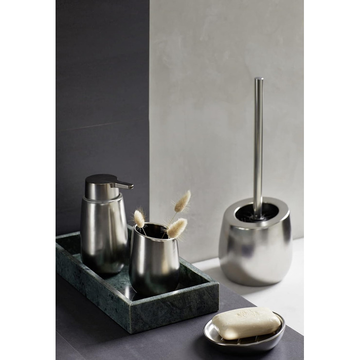 Набір для туалету WENKO Badi: тримач для щітки та очищувач обідка, кераміка, хром матовий