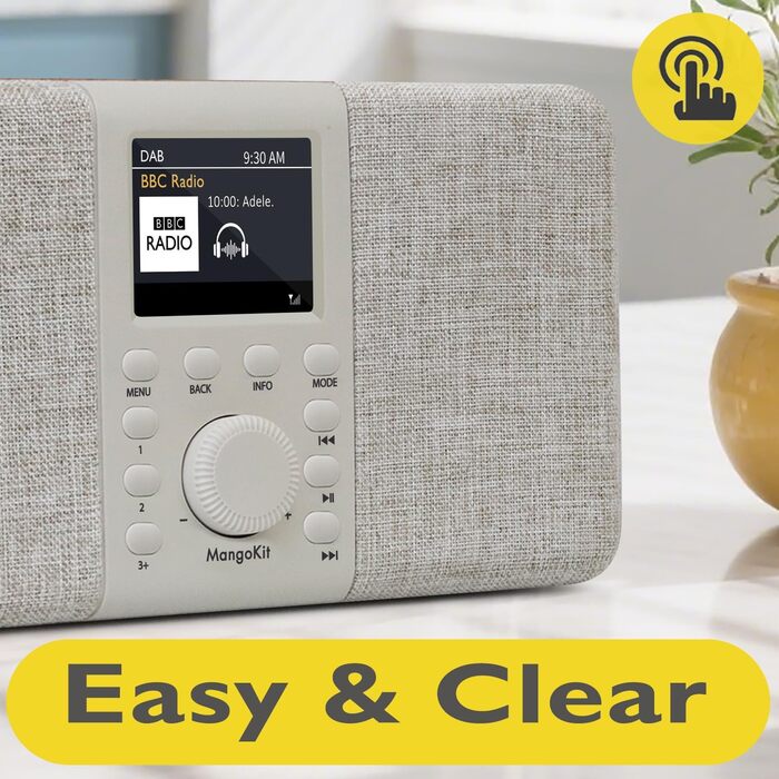 MD5 Стерео Радіо DAB з Bluetooth 5.3 та 2.4' дисплеєм, Портативне цифрове радіо UKW, Стереозвук 2.0, 40 місць пам'яті, Будильник, Повторний будильник та режим сну, USB-C живлення (мережа або батарея) (Волоський горіх)