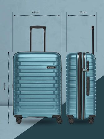 Чохол-валіза на колесах середнього розміру 66 см, розширюється до 75 літрів, з TSA-замком, з поліпропілену, 4 колеса, Collection 04, Ice-blue Metallic