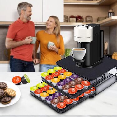 2-Tier Dolce Gusto Capsule Organizer - Holds 72 Capsules - Non-Slip Coffee Capsule Holder & Dispenser