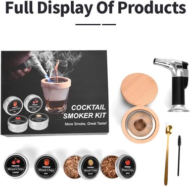Набір для приготування коктейлів з димом: ретро-набір для віскі та бурбона з ліхтариком, 4 смаки