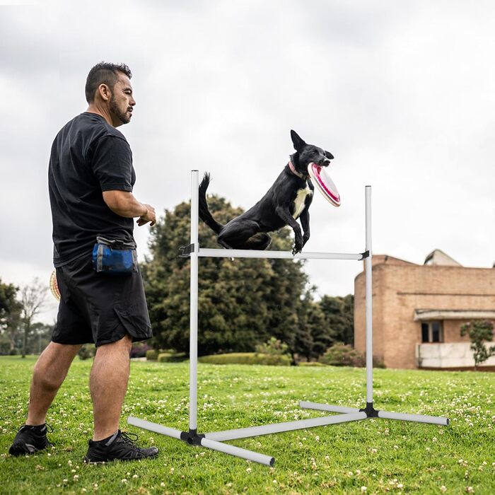 Набір для аджиліті для собак 4-TLG, комплект для тренувань собак, регульована висота, з сумкою, PVC, білий
