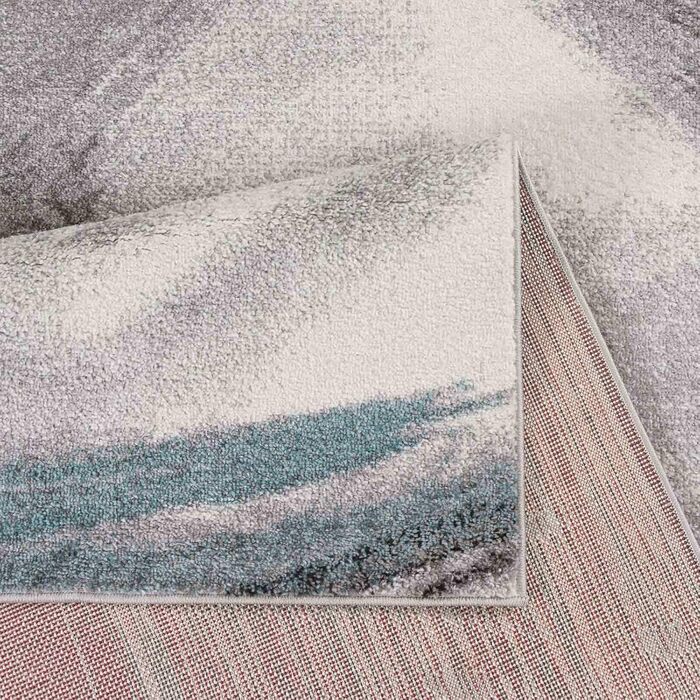 Килим Kurzflor з коротким ворсом для вітальні, спальні та дитячої кімнати. Сучасний дизайнерський килим TC-Fashion 6114 в клітинку сірого кольору (Circle Blau, 160x220 см)