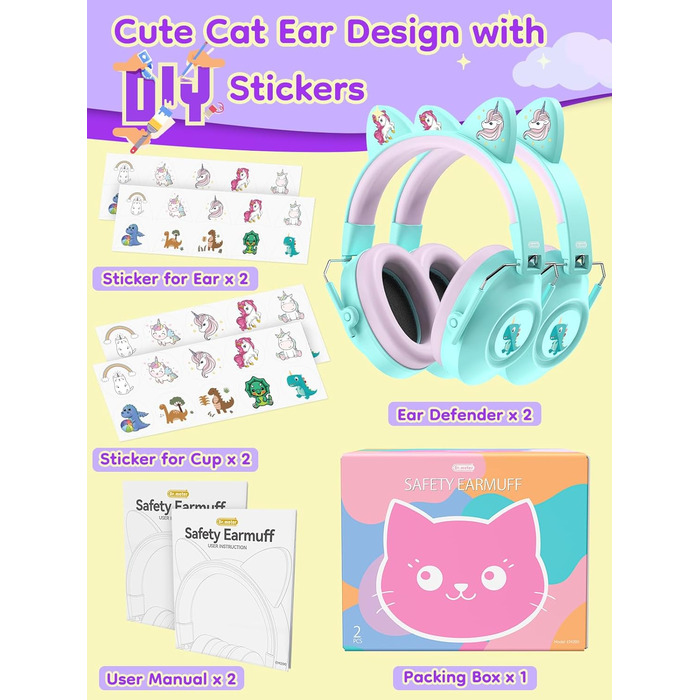 Навушники захисні дитячі Dr.meter SNR 32dB, зелені (2 шт.) - для аутистів, концертів, авіашоу