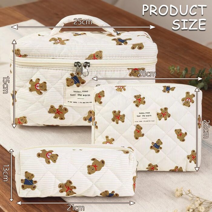 Набір косметичок 3 шт. для подорожей, косметичка для дівчат та жінок з квітковим принтом, зручна для макіяжу