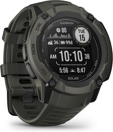 Garmin Instinct 2 – GPS-годинник зі смарт-функціями, сонячна версія, 50 мм, зелений (Moosgrün)