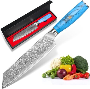 Ніж Kiritsuke з дамаської сталі для кухні, 18.8 см, VG-10, ергономічна ручка, подарункова коробка