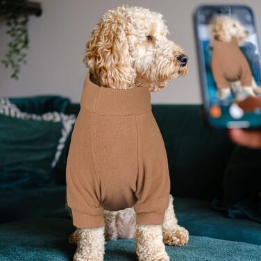 Dog sweater for medium-sized dogs, fleece, turtleneck, soft, warm, dog sweater, dog clothing, medium-sized dogs, boys, girls, pet (Gray + Blue + Coffee Brown, M)