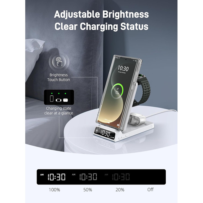 Бездротовий зарядний пристрій MagSafe 3-в-1 для Samsung Galaxy Fold/Flip, S24/S25 Ultra, Watch/Buds (Білий)