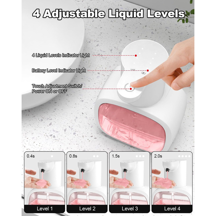 Автоматичний диспенсер для мила Dalugo USB-C з кріпленням на стіну, 500 мл, електричний сенсорний, регульований, для кухні та ванної кімнати