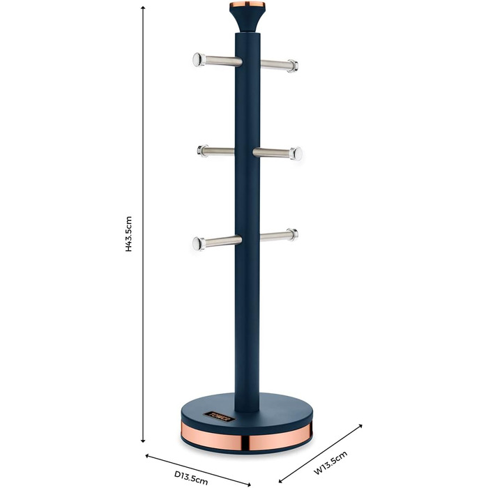 Tower T826132PNK Cavaletto Becherbaum with stainless steel stopper, soft base, Marshmallow Pink and Roségold (Midnight Blue)