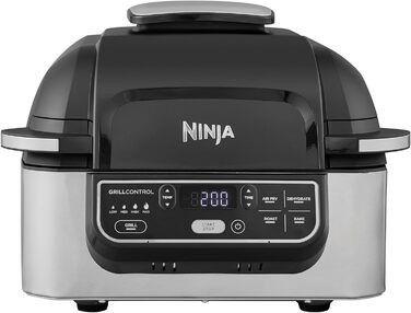 Ninja Foodi Grill & Air Fryer, 5.7L Air Fryer, Air Fryer, Dishwasher-Safe Parts, 5-in-1, Black/Silver AG301EU Grill & Air Fryer 5.7L Black/Silver