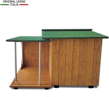 Будка для собак Legno Oasi E з верандою, з масивного дерева, для німецької доги, 121x133xH87 см
