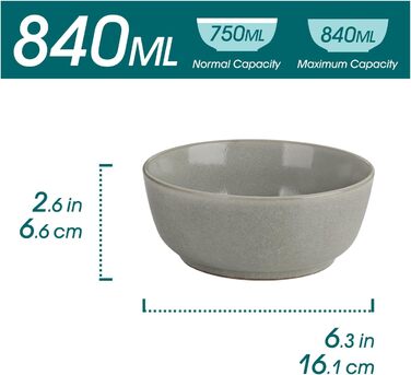 Набір мисок vancasso ANYA для сім'ї (6 шт.), 840 мл, коричневий, з кераміки, стійкий до подряпин, для мікрохвильовки та посудомийної машини