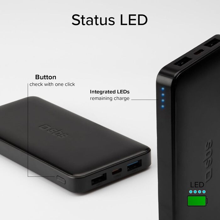 Power Bank SBS Slim 20000 mAh 100W з LCD-дисплеєм: зарядка для Apple, Samsung, MacBook, iPad, планшетів та ноутбуків