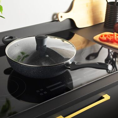 Сковорода Russell Hobbs RH00840EU7 з антипригарним покриттям, 20 см, для приготування омлетів, індукційна, з бакелітовою ручкою, з нержавіючої сталі, Nightfall Stone (вок 28 см з кришкою)