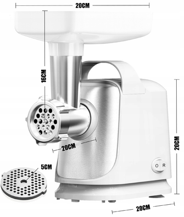 М'ясорубка Floria 1300 Вт, 1,5 кг/хв, 3 решітки, з насадкою-шинковкою