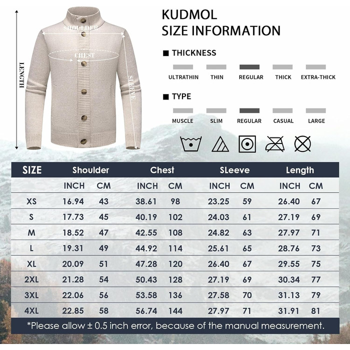 Чоловічий светр з кишенями, теплий і товстий, на осінь та зиму, бежевий, розмір S