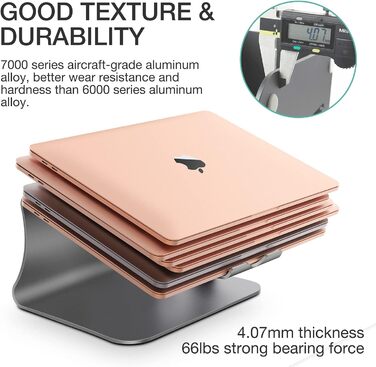 Підставка для ноутбука з алюмінію, сірого кольору, з вентиляцією, сумісна з MacBook, Dell, HP, Lenovo, Microsoft Surface, Samsung (11-16 дюймів)