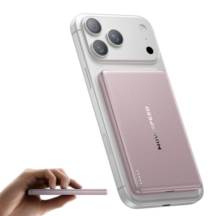 Power Bank Magsafe 5000mAh Рожевий: Бездротовий магнітний акумулятор для iPhone та Samsung Galaxy