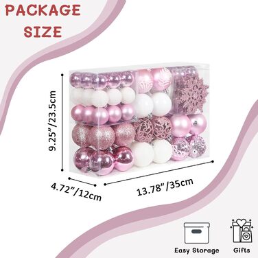 Набір прикрас для ялинки SY CRAFT 86 шт. (золотий, рожевий) - кулі, сніжинки, подарункові пакети