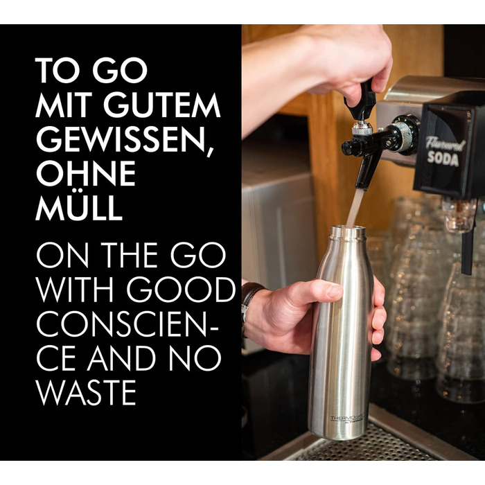 Термокава THERMOcafé TC Bottle (1,0 л) – термоізольована фляга з нержавіючої сталі, для школи, подорожей та офісу, колір: бірюзовий