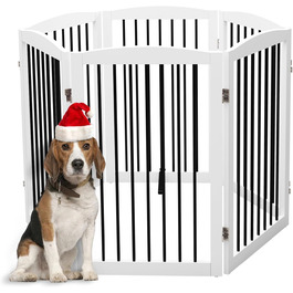 Захисний бар'єр для собак, перегородка для собак у квартиру без свердління, металева та дерев'яна, самостійна, перегородка для собак, ворота для собак, захисний бар'єр для собак, складна біла перегородка, 4 панелі, захист дверей, 24 дюйми * 4 (24 дюйми * 6)