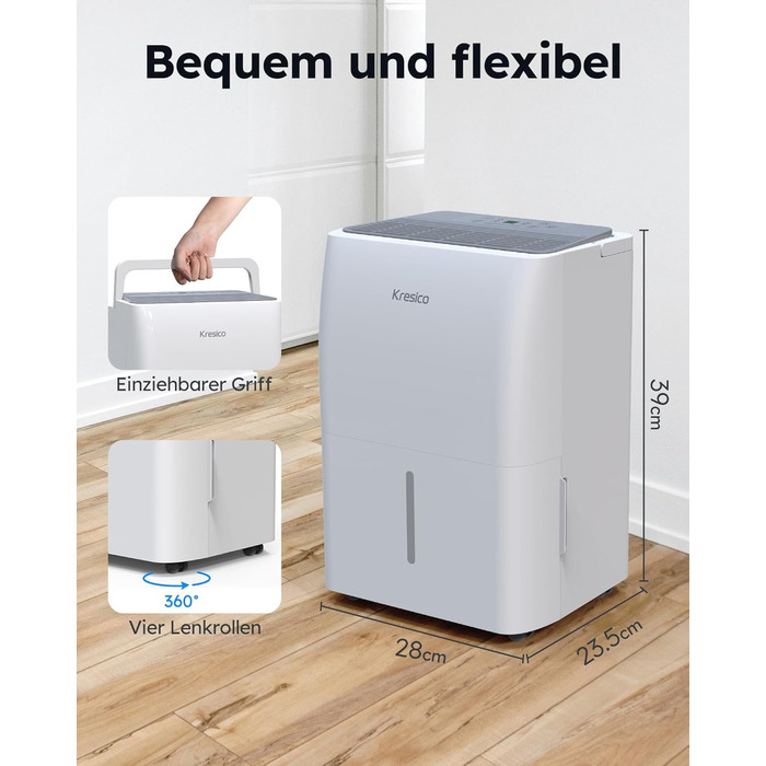 Електричний осушувач повітря 50 л/24 год, для підвалу та приміщень до 320 м³/125 м², таймер, шланг для відведення конденсату, фільтр, 10 років гарантії. Модель Gar (16 л/24 год.)