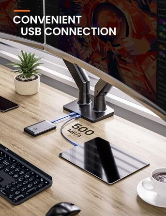 Підставка для монітора ErGear 2 монітори до 40 дюймів, 12 кг, USB, VESA 75x75/100x100 мм