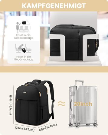 Чорний жіночий рюкзак OVEVOOK для подорожей, 40 л, для ноутбука 17