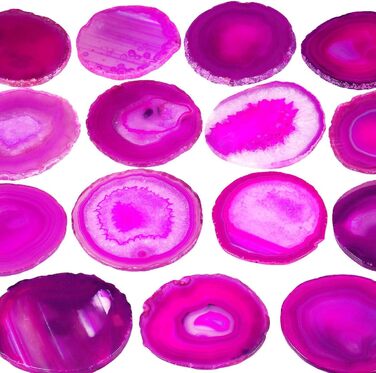 Mookaitedecor Polished Natural Geode Agate Slices Coasters Set (2 Pieces), Decorative Stone Coasters for Glasses, Cups, Vases, Candles, Serving Plates, Name Cards for Wedding