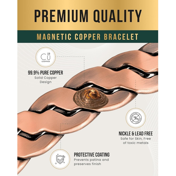 Куперне браслет MagnetRX® для чоловіків та жінок - регульований, з чистого міді