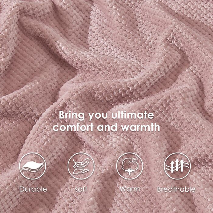 Плюшевий плед Sherpa Sochow: теплий, м'який, двосторонній (220 x 240 см, сіро-рожевий)