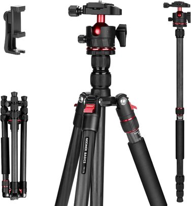 Штатив для камери NEEWER Basics з моноподом, 71' з алюмінію, важкий, портативний, для подорожей, DSLR, iPhone, з кульковою головкою 360°, для зйомки відео та фото