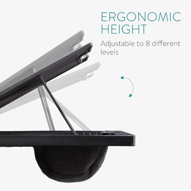 Підставка для ноутбука Navaris з пластику - для ліжка, дивана, планшета. Регульована підставка для ноутбука та планшета, 37,6x28x5,8 см, чорна