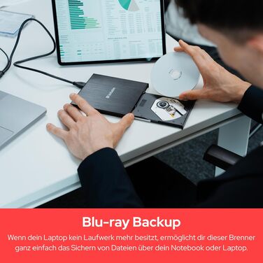 Зовнішній Slimline Blu-ray привід Verbatim з USB 3.0 — компактний записувач Blu-ray, DVD, CD та M-Disc для ПК та ноутбуків, чорний