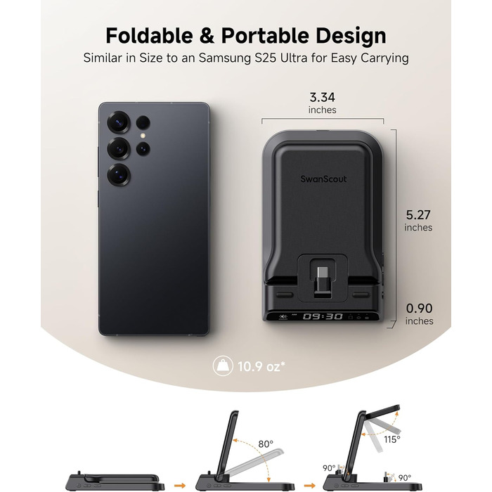 Зарядний станція SwanScout 701S 3-в-1 для Samsung Galaxy: телефони, навушники, годинники (USB-C)