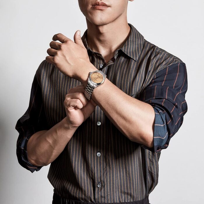 Годинник чоловічий BUREI - аналоговий кварцовий годинник з нержавіючої сталі (Champagner Silber)