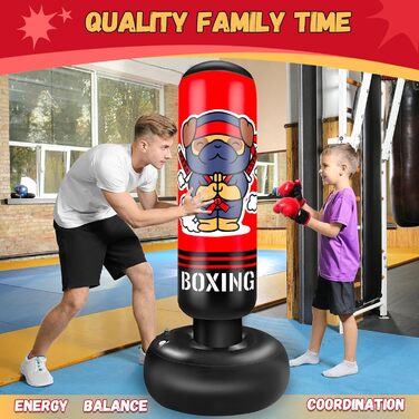 Надувний боксерський мішок для дітей Boxsack Kinder, 165 см, з боксерськими рукавичками, для карате, тхеквондо, MMA, ніндзя, подарунок для хлопчиків та дівчаток 3-12 років
